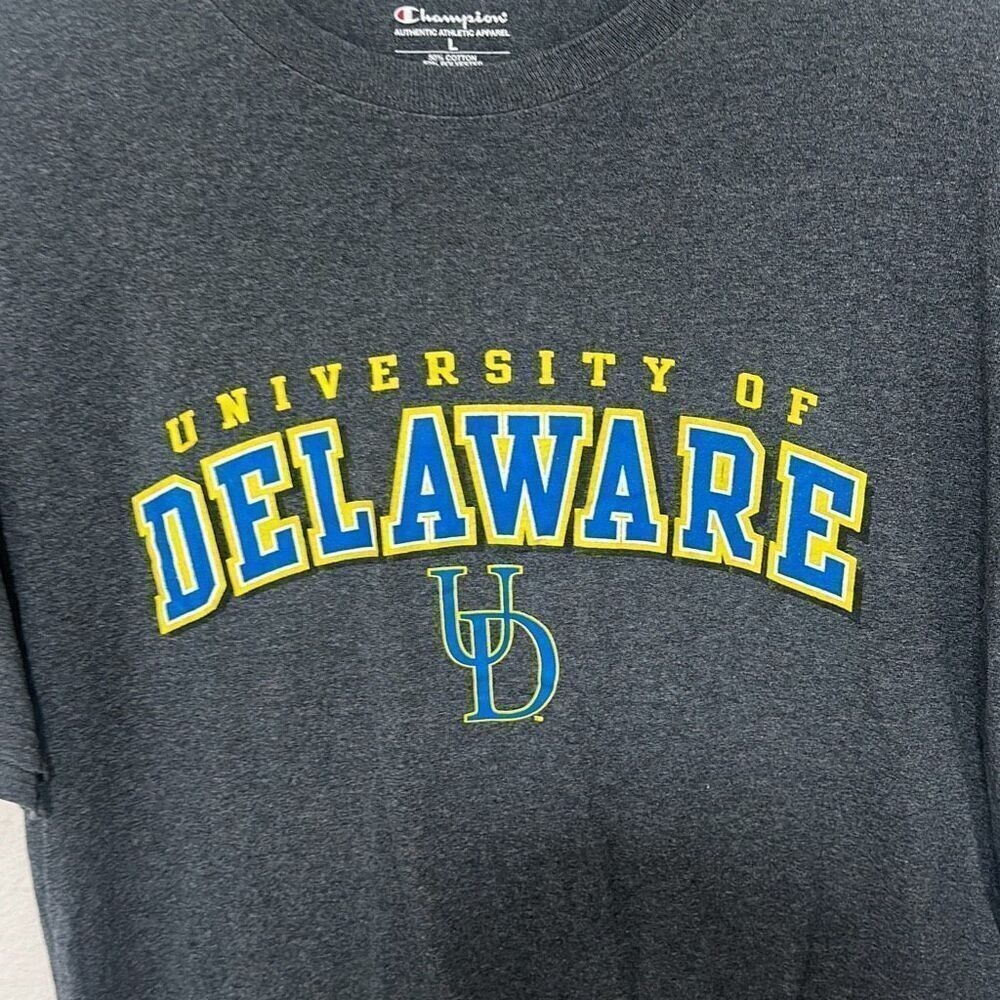 Champion Mens Gray University of Delaware Crewneck T-Shirt Size Large - Picture 2 of 5